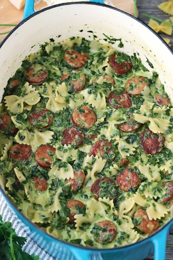 Creamy-One-Pot-Pasta-with-Sausage-and-Spinach-3