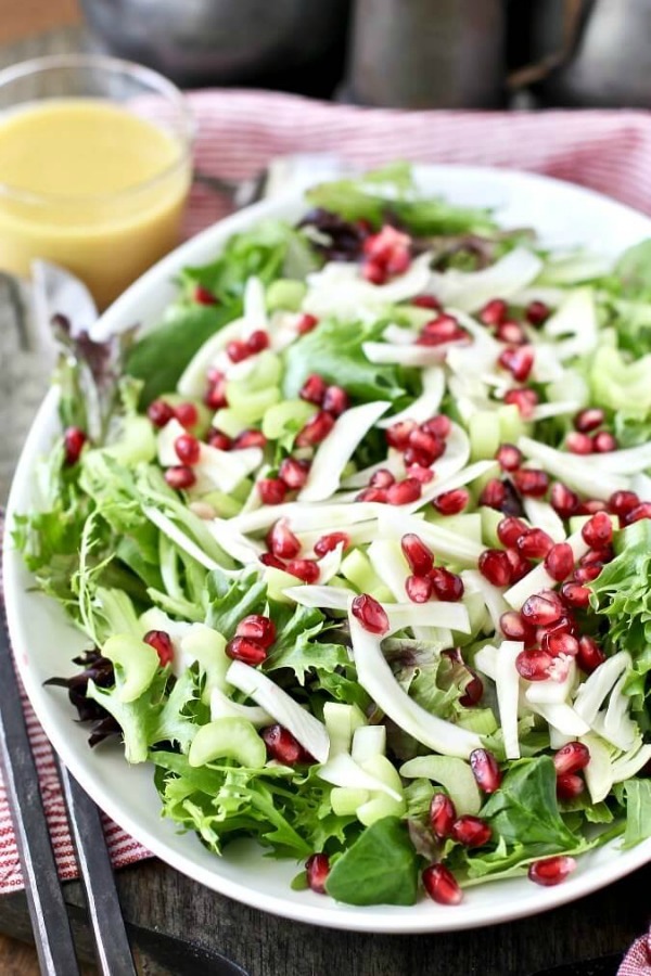 Fennel and baby greens salad with pomegranate from Karen's Kitchen Stories