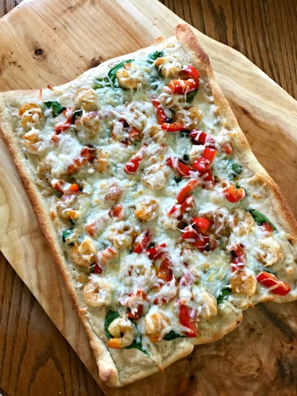 Shrimp Alfredo Pizza with Spinach