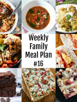 Here’s this week’s Weekly Family Meal Plan! My goal is to make your life just a bit easier. You’ll find a variety of dinner ideas sure to please even the pickiest eater. #weekly #menu #family #mealplan