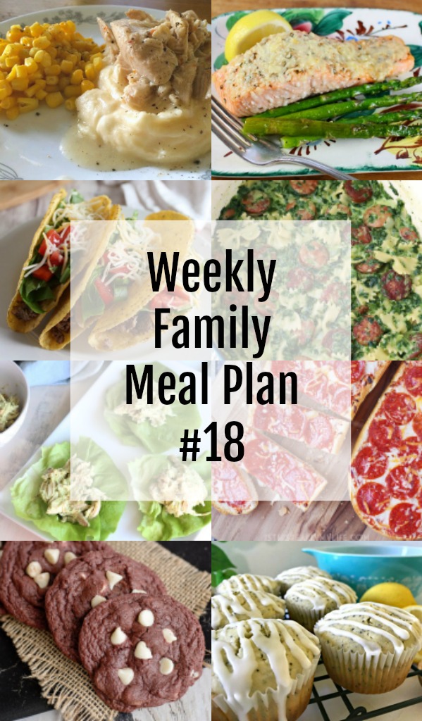 Here’s this week’s Weekly Family Meal Plan! My goal is to make your life just a bit easier. You’ll find a variety of dinner ideas sure to please even the pickiest eater. #MealPlan #menu #family #weeklymeals #meal #dinner