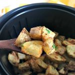 Air Fryer Garlic Parmesan Roasted Potatoes are a quick and simple side dish ready in 20 minutes, perfect with dinner or breakfast. #airfryer #potatoes #roasted #garlic #parmesan