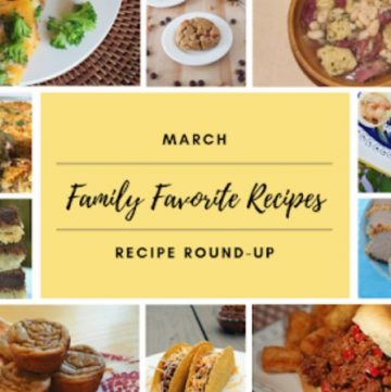 collage of family favorite foods for March