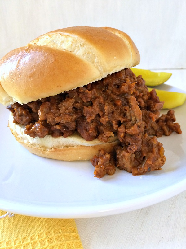 Sloppy Joe Sandwich on a white plate