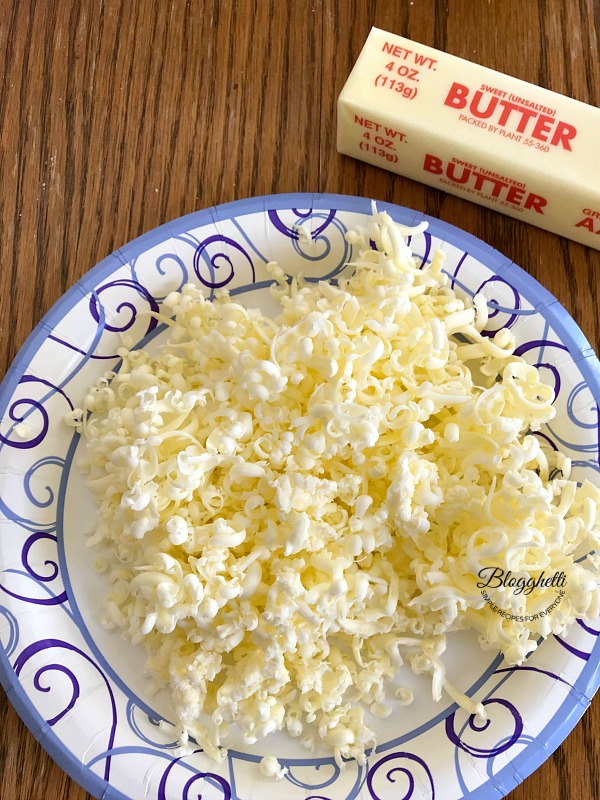 plate of grated frozen butter