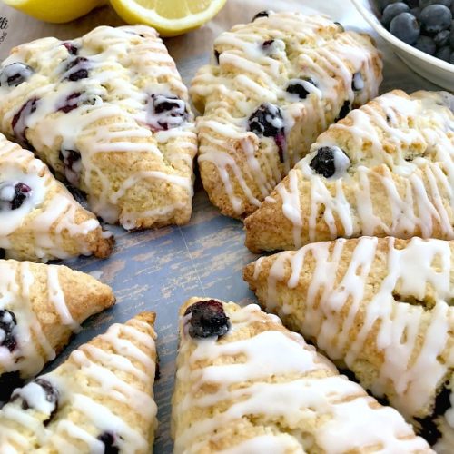 Lemon Blueberry Scones with a lemon glaze