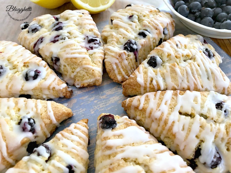 Lemon Blueberry Scones with a lemon glaze