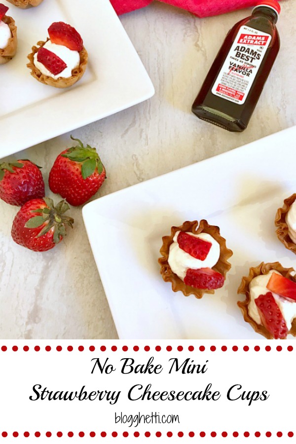 No Bake Mini Strawberry Cheesecake Cups - pin