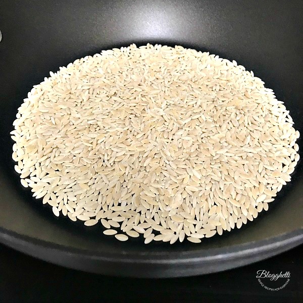 Orzo in dry skillet