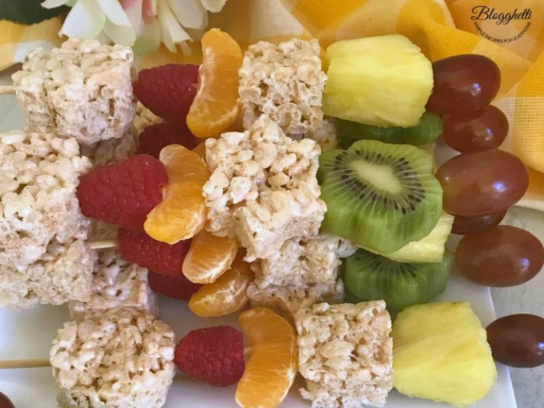 Spring Fruit and Rice Krispies Treat Kabobs