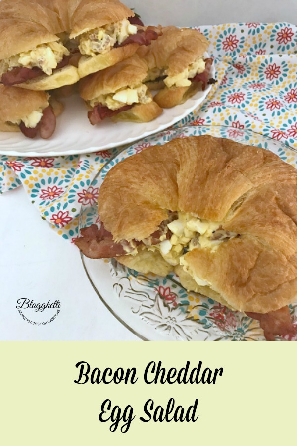 Bacon Cheddar Egg Salad Sanwiches on crossiants