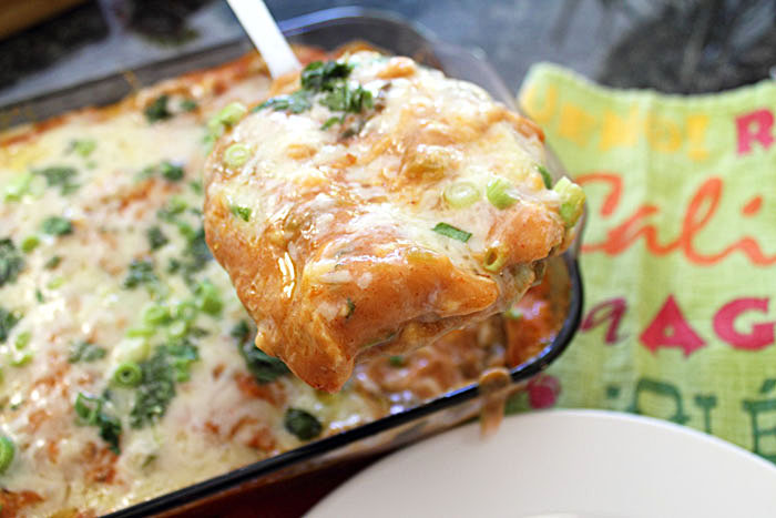 serving of Creamy Beef Enchilada Casserole