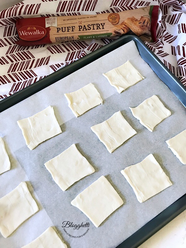 Pastry Puff dough cut into rectangles