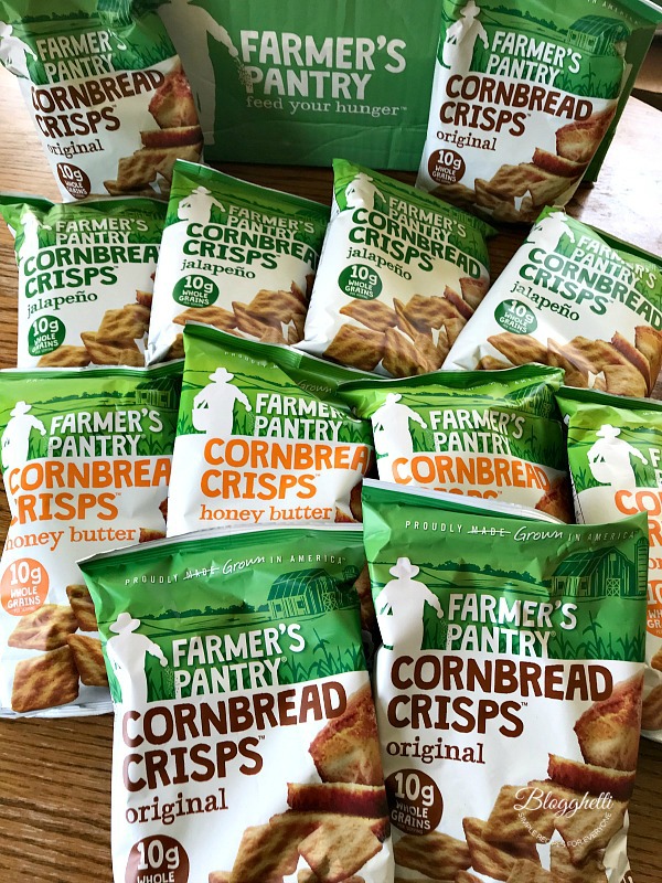 Assortment of flavors of Farmer's Pantry Cornbred crisps