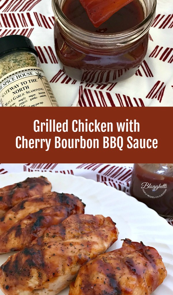 Grilled Chicken with Cherry Bourbon BBQ Sauce - pin