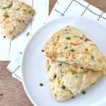 Ham and Cheese Scones with Chives on white plate