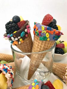 Candy Dipped Fruit Cones - close up