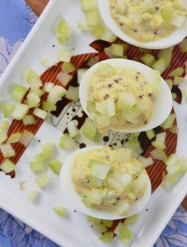 Celery and Whole Mustard Deviled Eggs