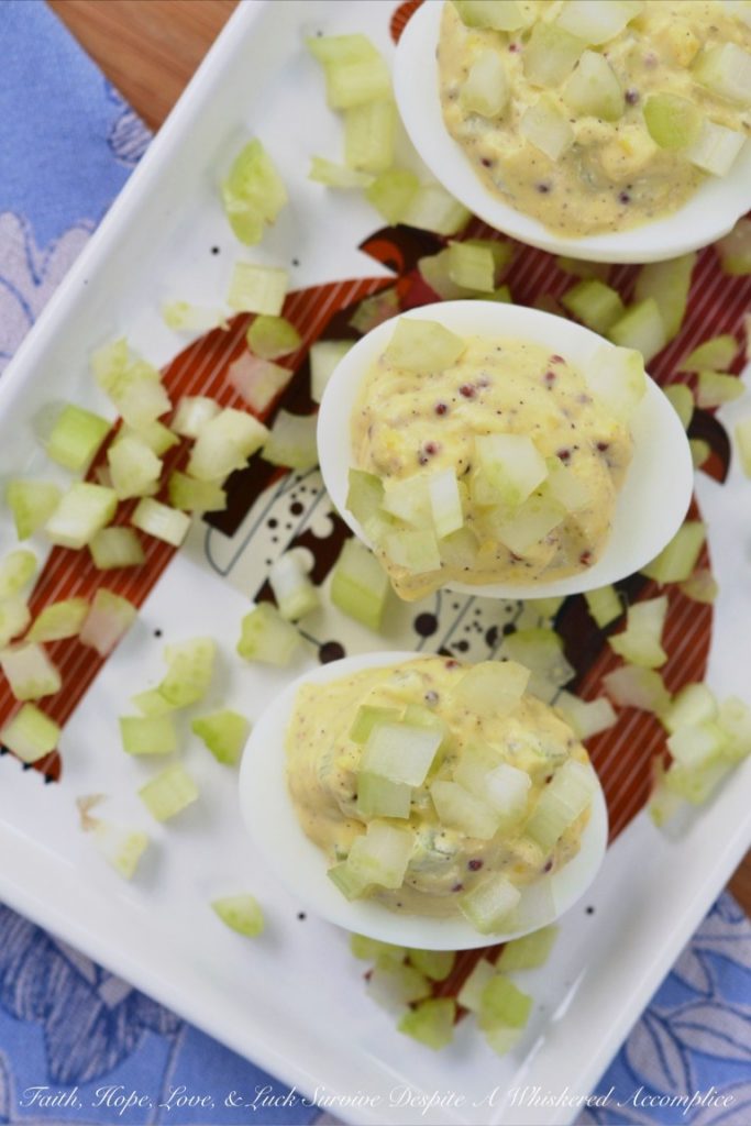 Celery and Whole Mustard Deviled Eggs