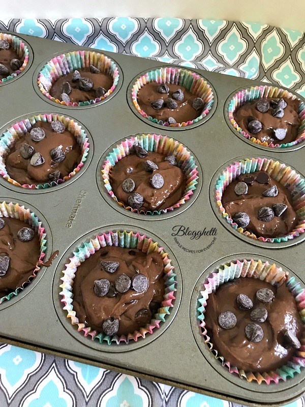 Double Chocolate Muffin batter ready to bake