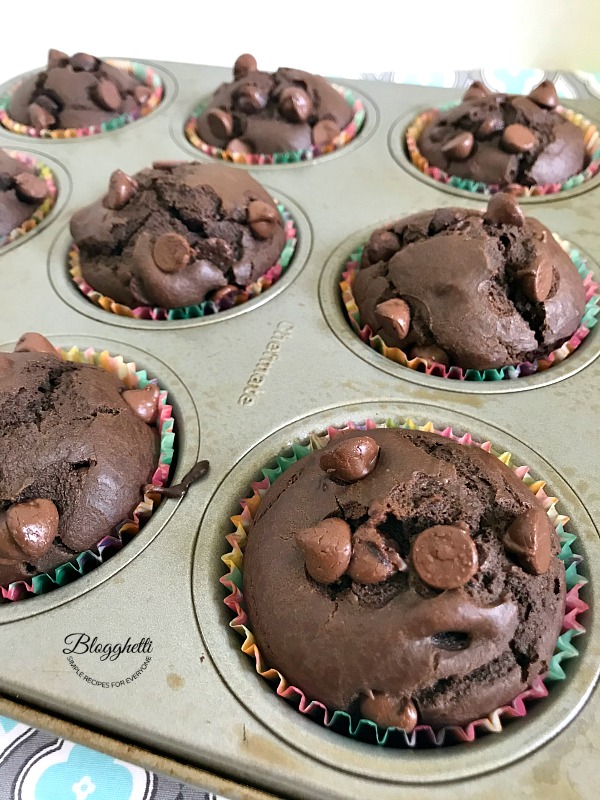Double Chocolate Muffins fresh out of the oven