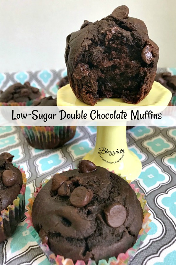 Low-Sugar Double Chocolate Muffins - pin