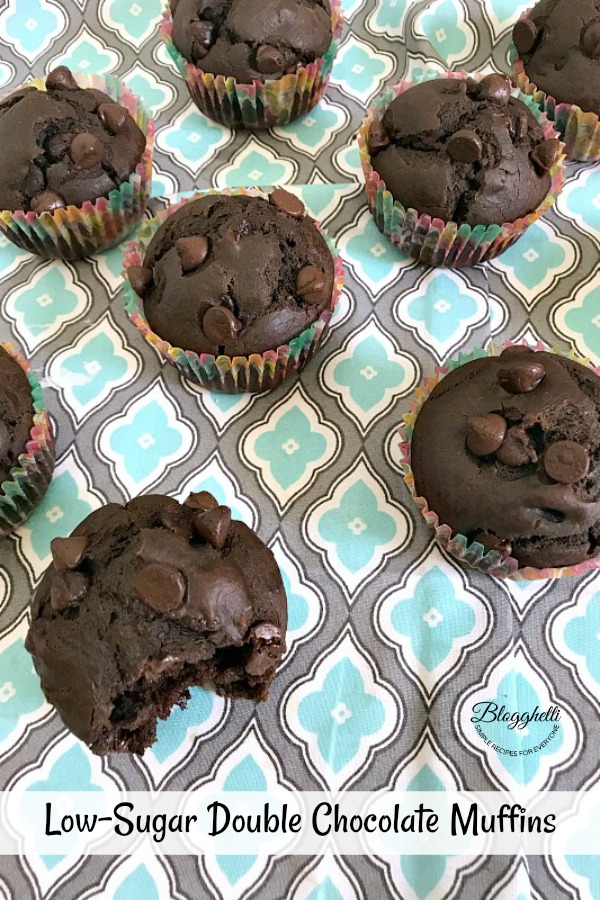 Low Sugar Double Chocolate Muffins - pin