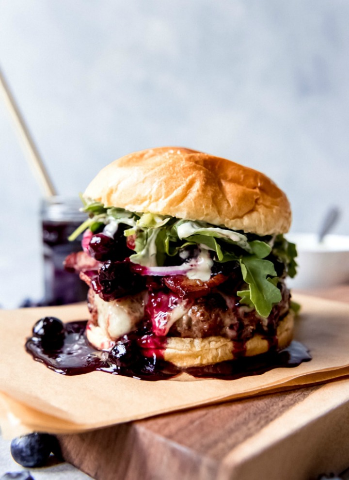 Blueberry Basil Bacon Burger with
