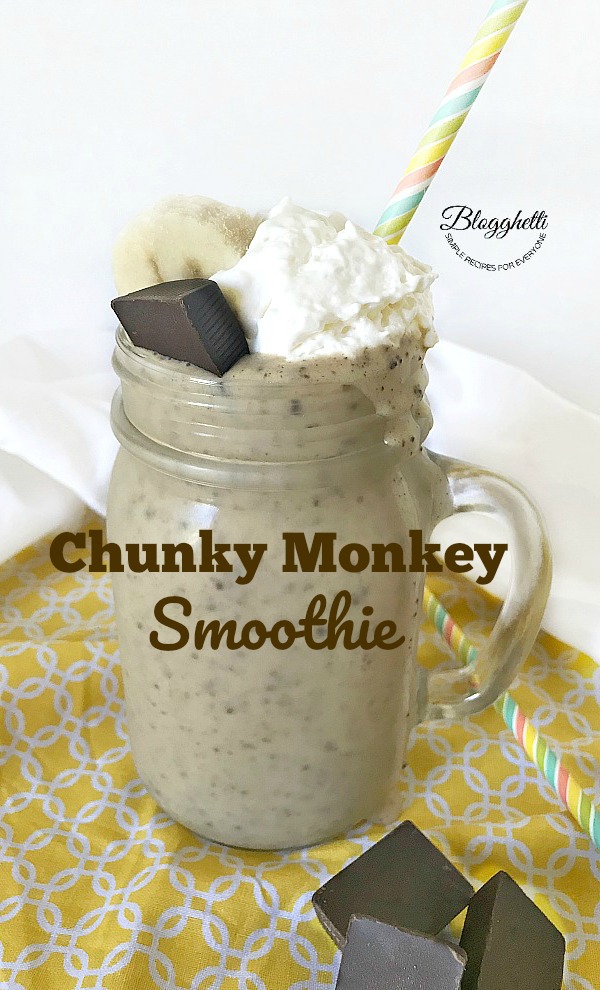Close up of Chunky Monkey Smoothie in glass