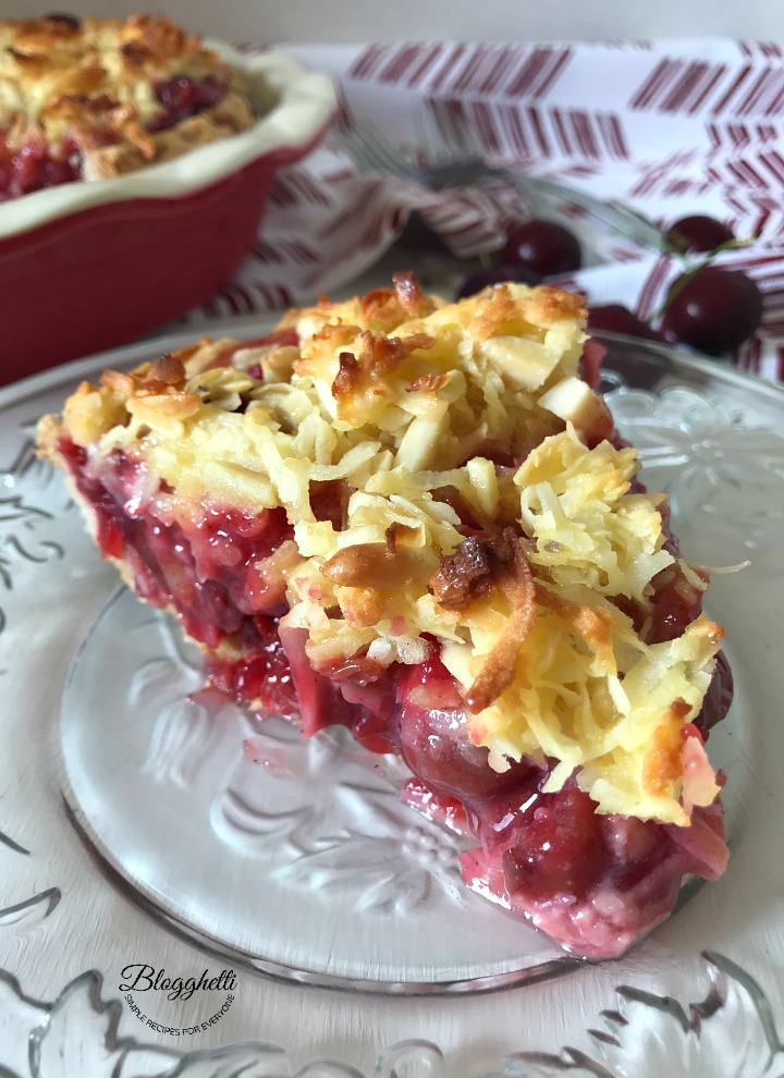 slice of Family Favorite Macaroon Cherry Pie