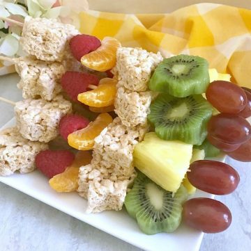 Fresh Fruit and Rice Krispies Treat Kabobs