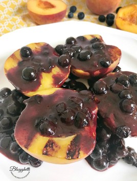 Delicious Grilled Peaches with Blueberry Syrup Grilled Peaches with Blueberry Syrup -- feature