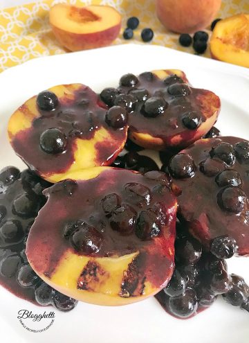 Grilled Peaches with Blueberry Syrup -- feature