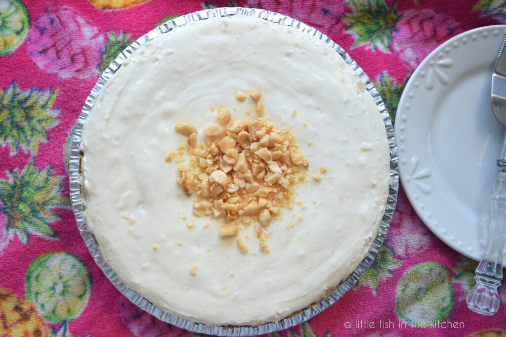 image of creamy pineapple pie on serving platter
