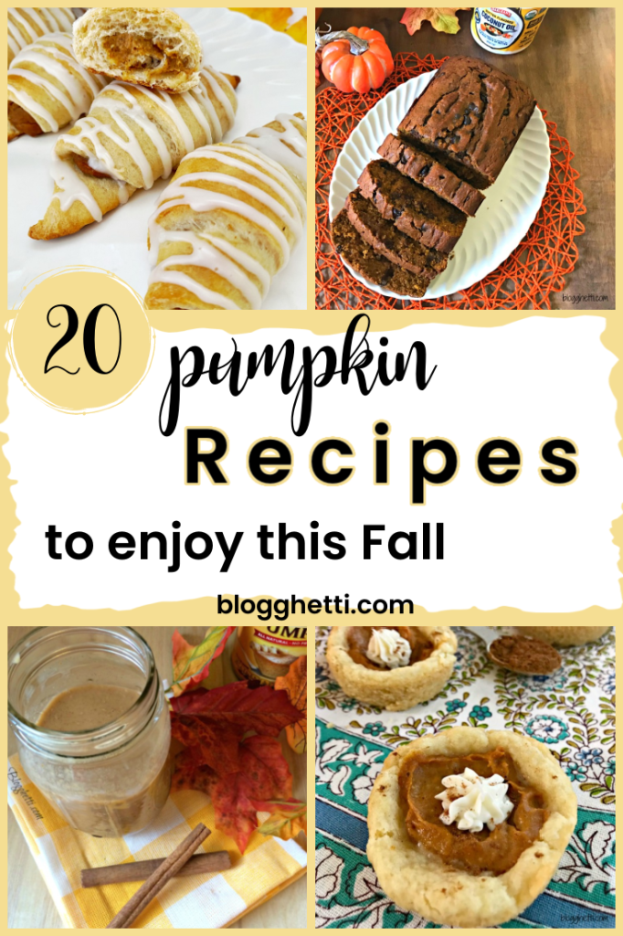 20 pumpkin recipes collage with text overlay