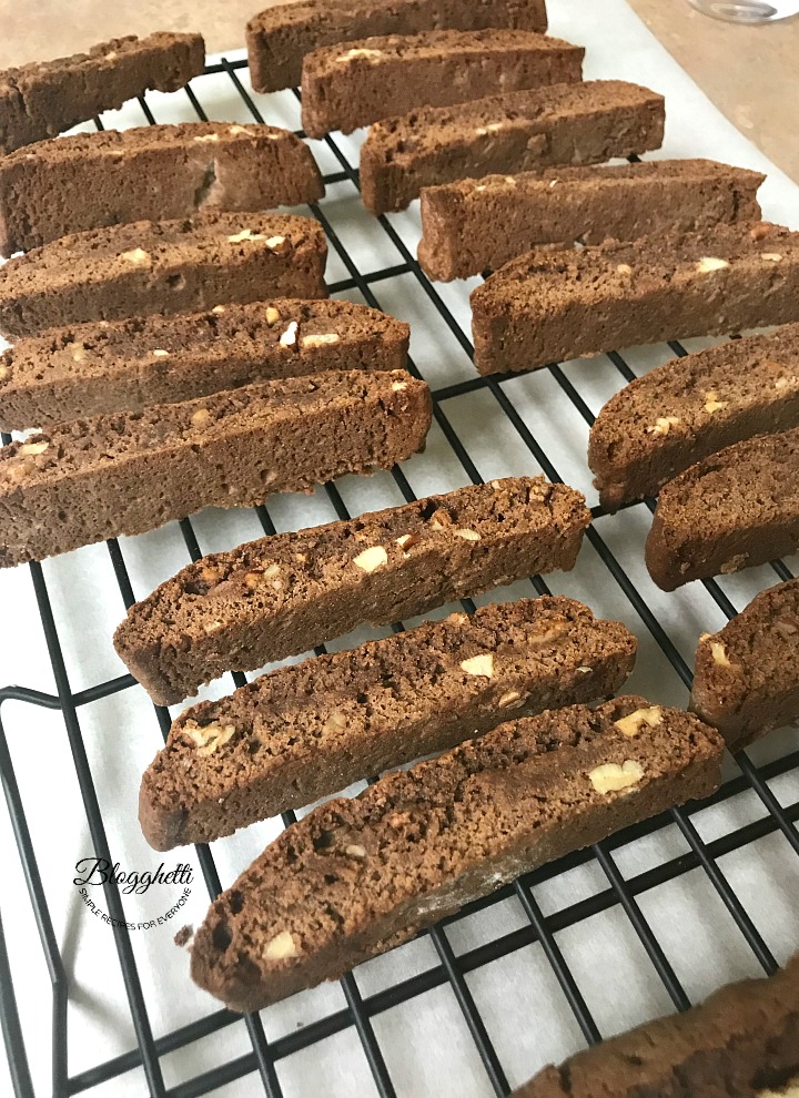 Cappuccino Biscotti with Pecans cooling