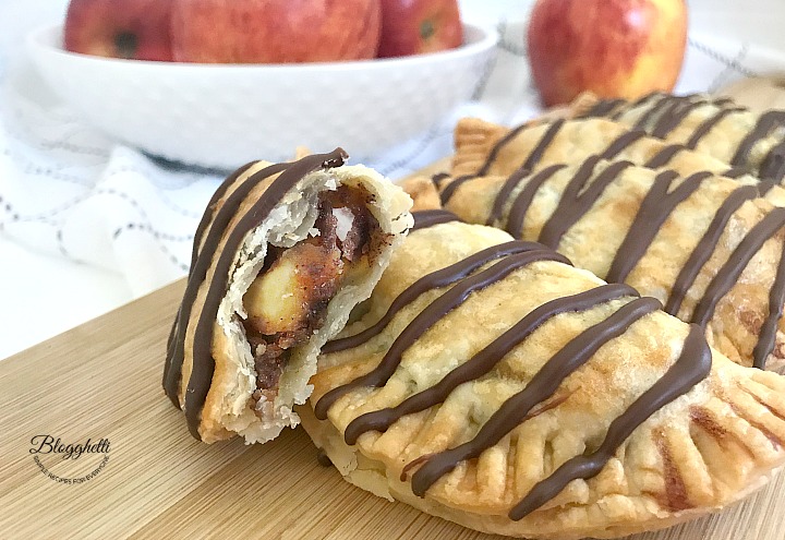 Chocolate Glazed Apple Hand Pies close up of inside