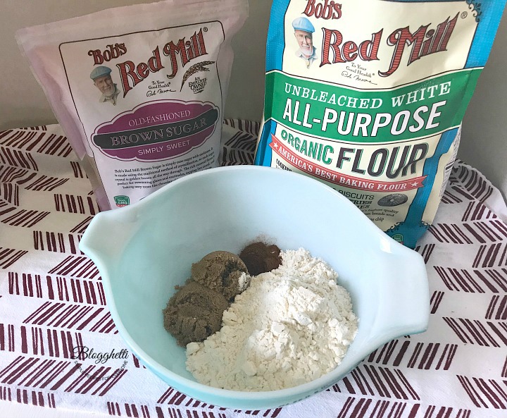 Mixing dry ingredients for muffins