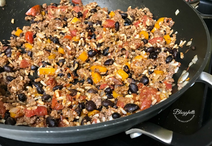 Southwestern Roll-Up filling in skillet