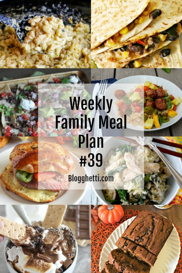 Weekly Family Meal Plan #39