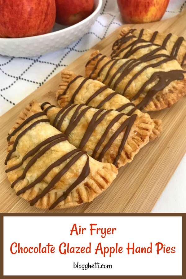 air fryer chocolate glazed apple hand pies