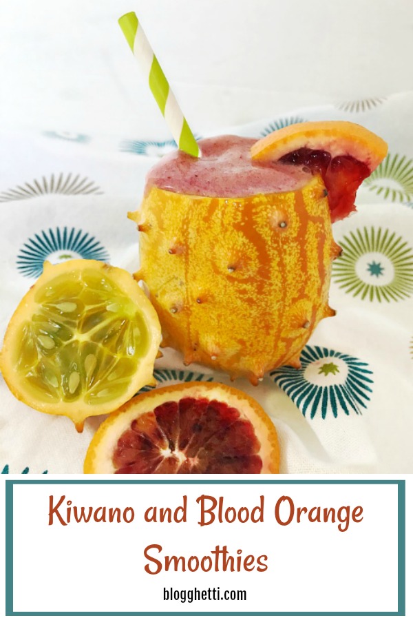 Kiwano and Blood Orange Smoothies served in a kiwano melon shell