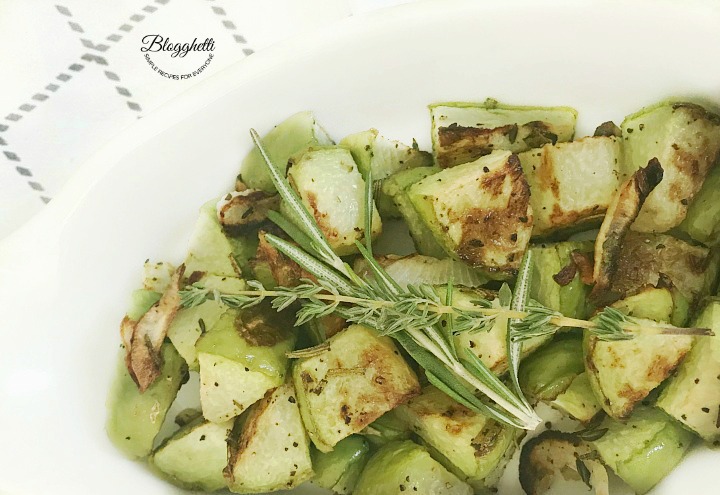 Roasted Chayote with Herbs close up