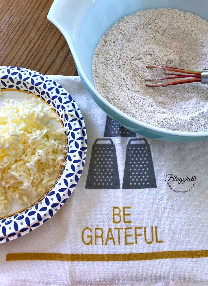 grated butter and dry ingredients
