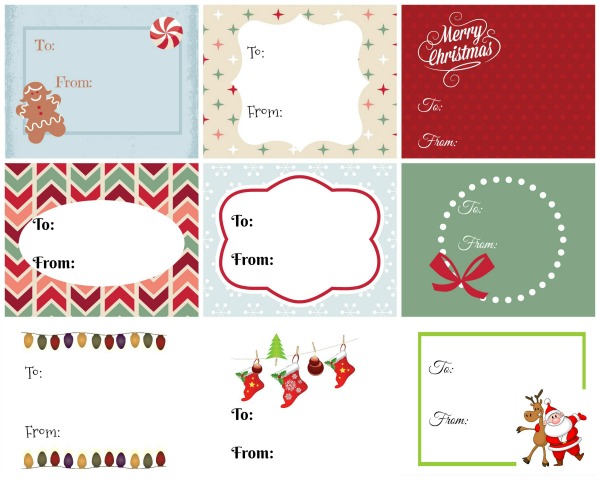 9 Christmas Gift tags to print