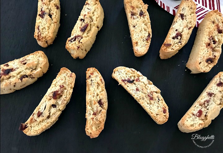 Cranberry Almond Biscotti baked and ready to eat