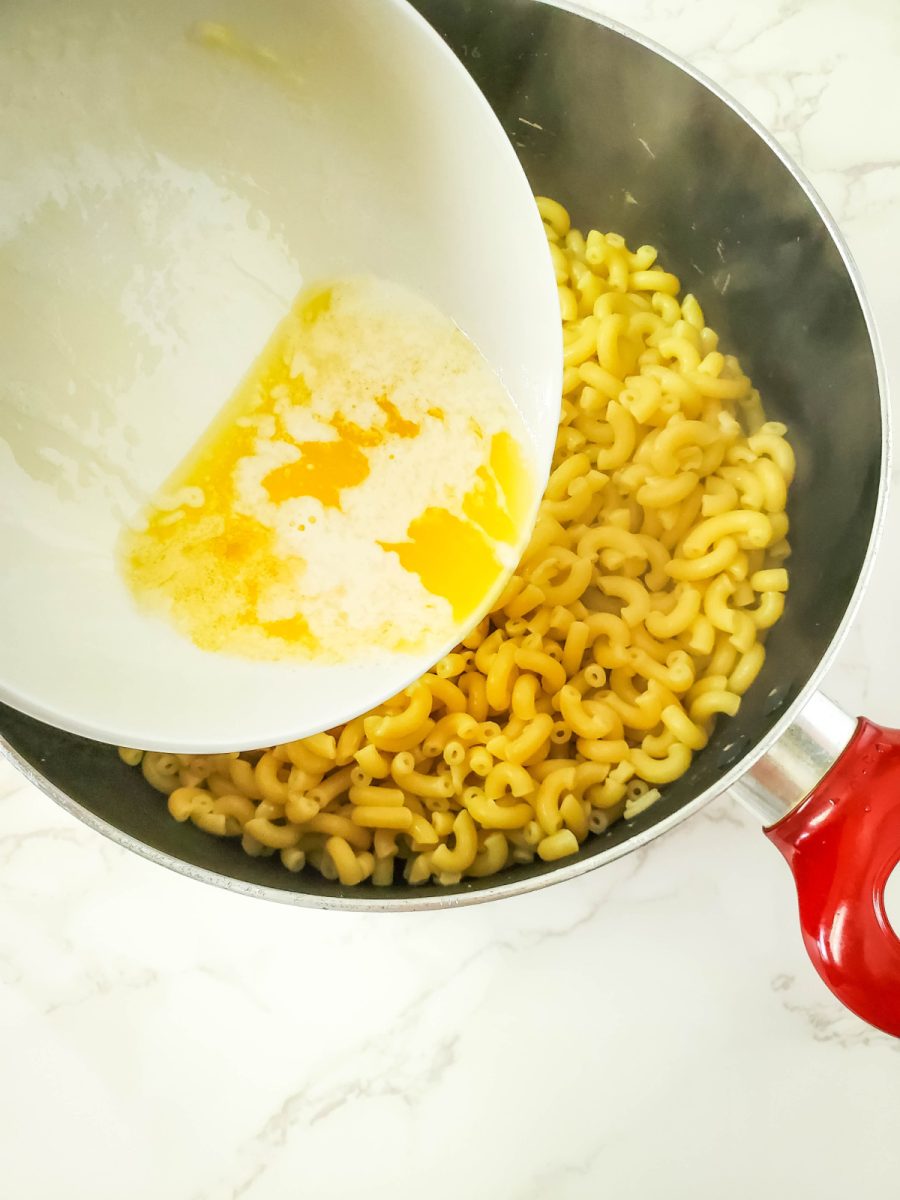 add melted butter to elbow pasta