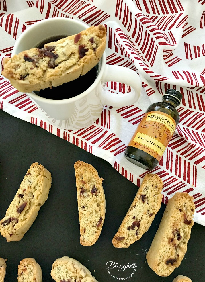 cup of coffee with Cranberry Almond Biscotti