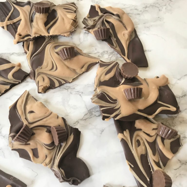 feature image of peanut butter swirl bark