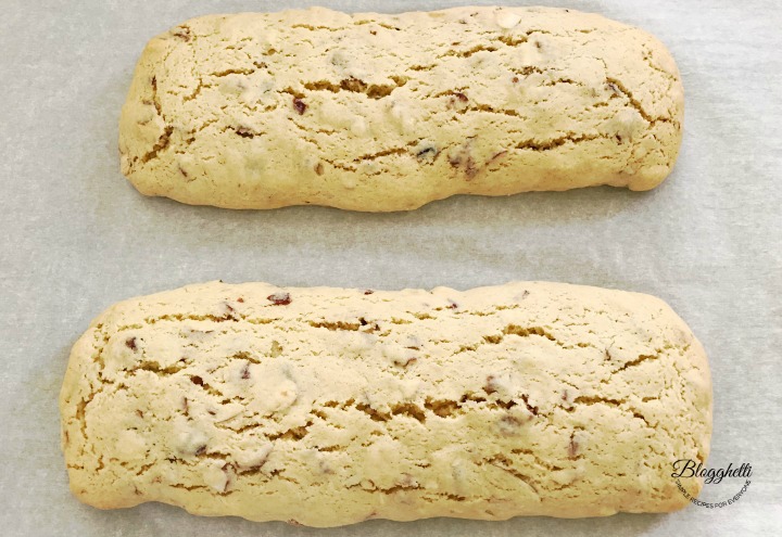 first bake for the cranberry almond biscotti